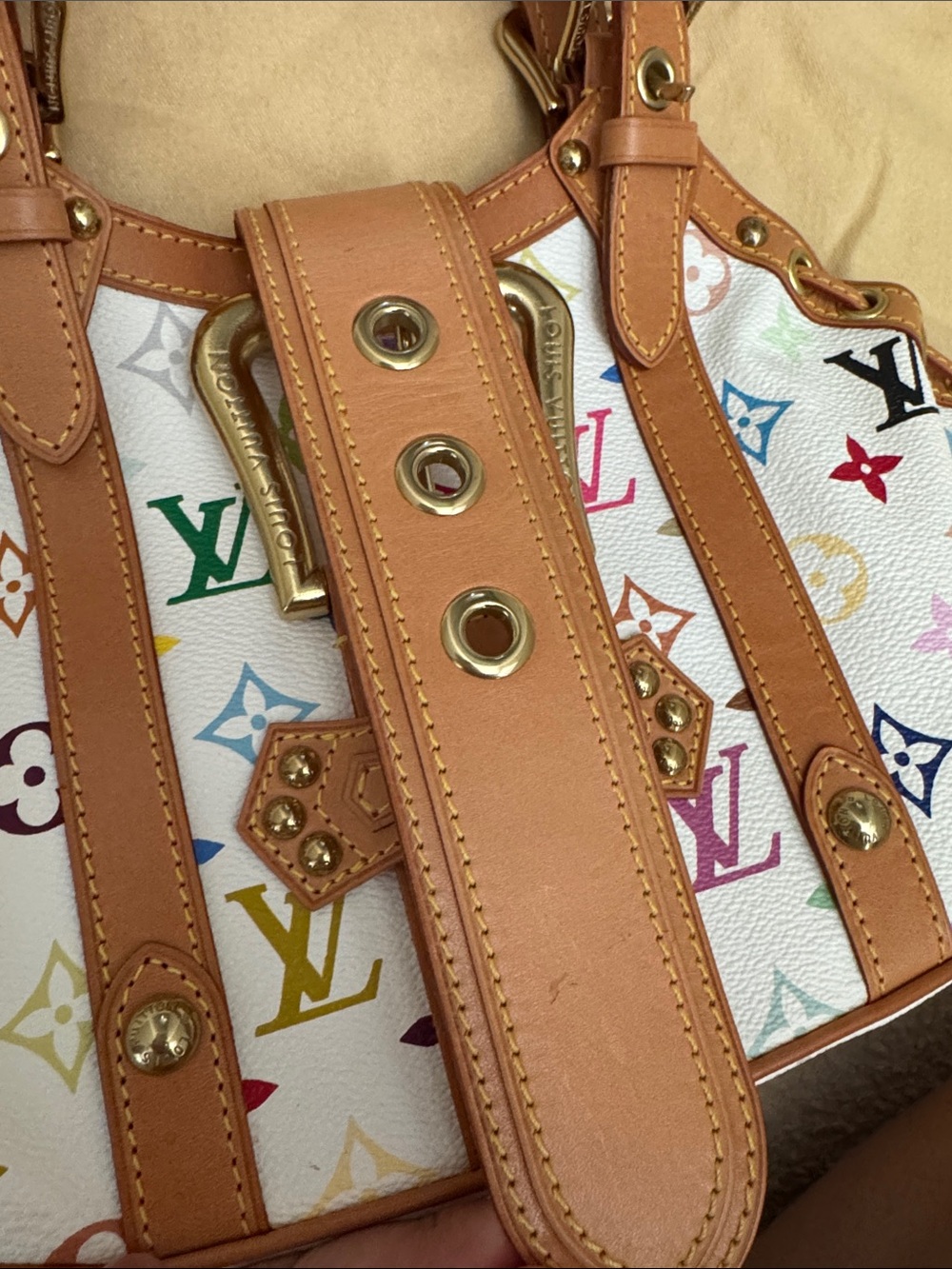 Takashi Murakami X Louis Vuitton White Monogram Multicolore Canvas Theda PM - Picture 6 of 16